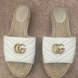 Gucci espadrille slides in size 9.